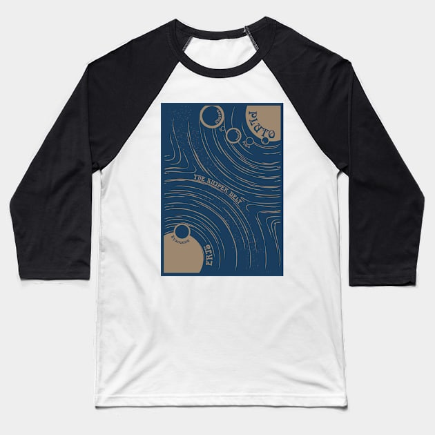 Pluto,Eris & the Kuiper Belt - Art Nouveau Space Travel Poster Baseball T-Shirt by Walford-Designs